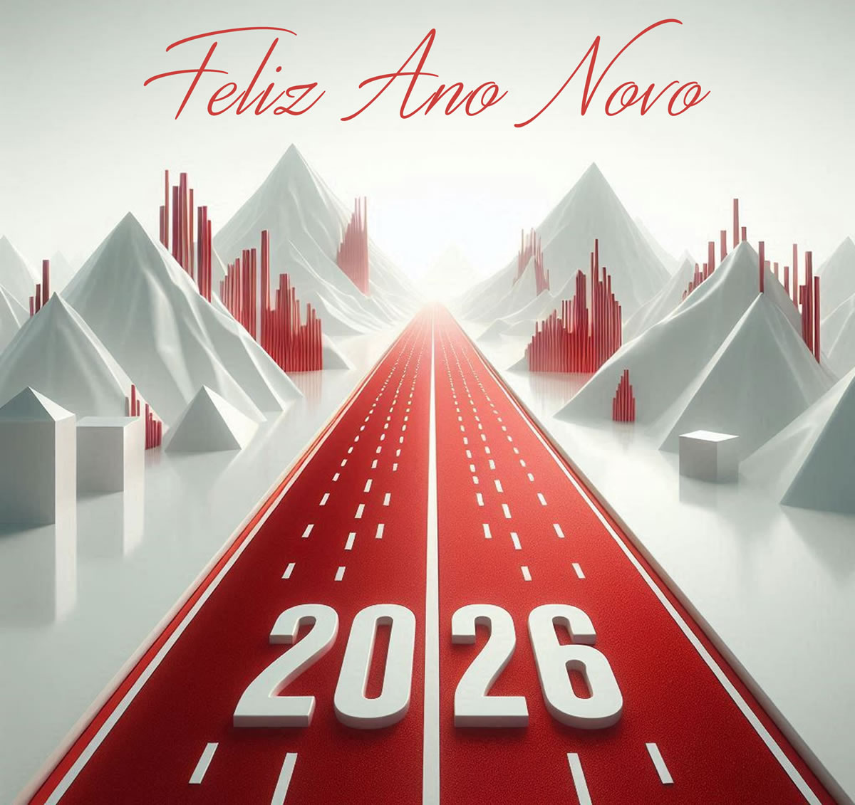 Imagem com estrada para 2025 colocada em um pedestal